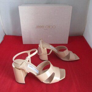 Jimmy Choo Ellison 85 High Block Heel Sandals $850 - EU 37 - Macaron - 1108